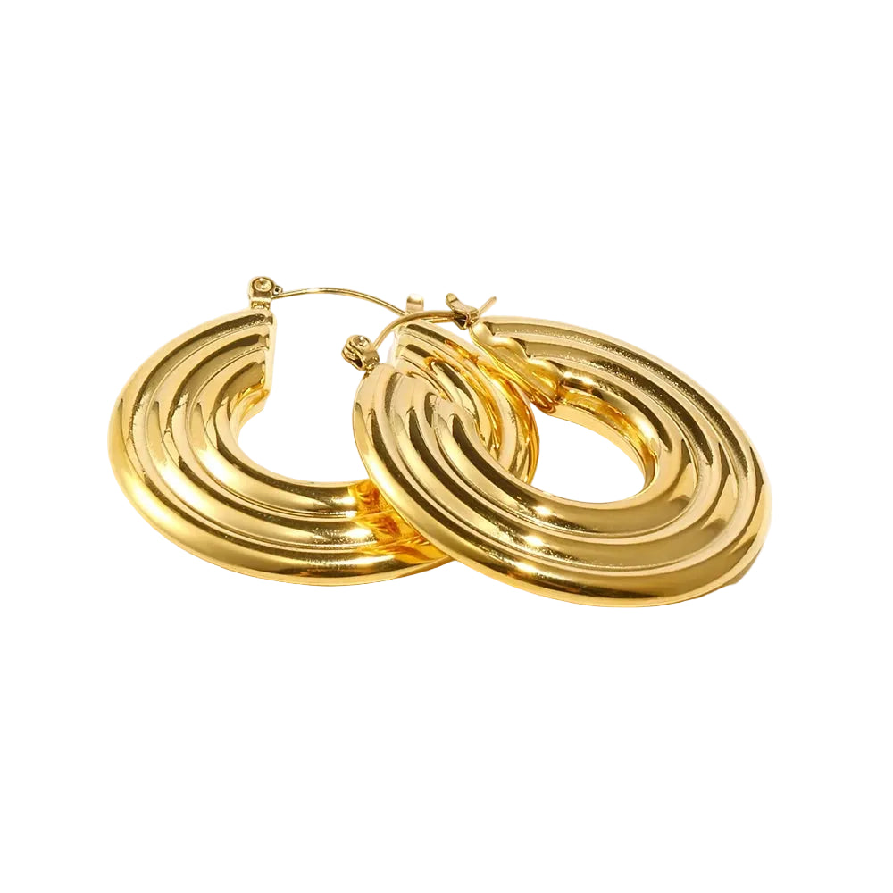 Brincos de Argola Clássico em Aço Inoxidável Banhado a Ouro