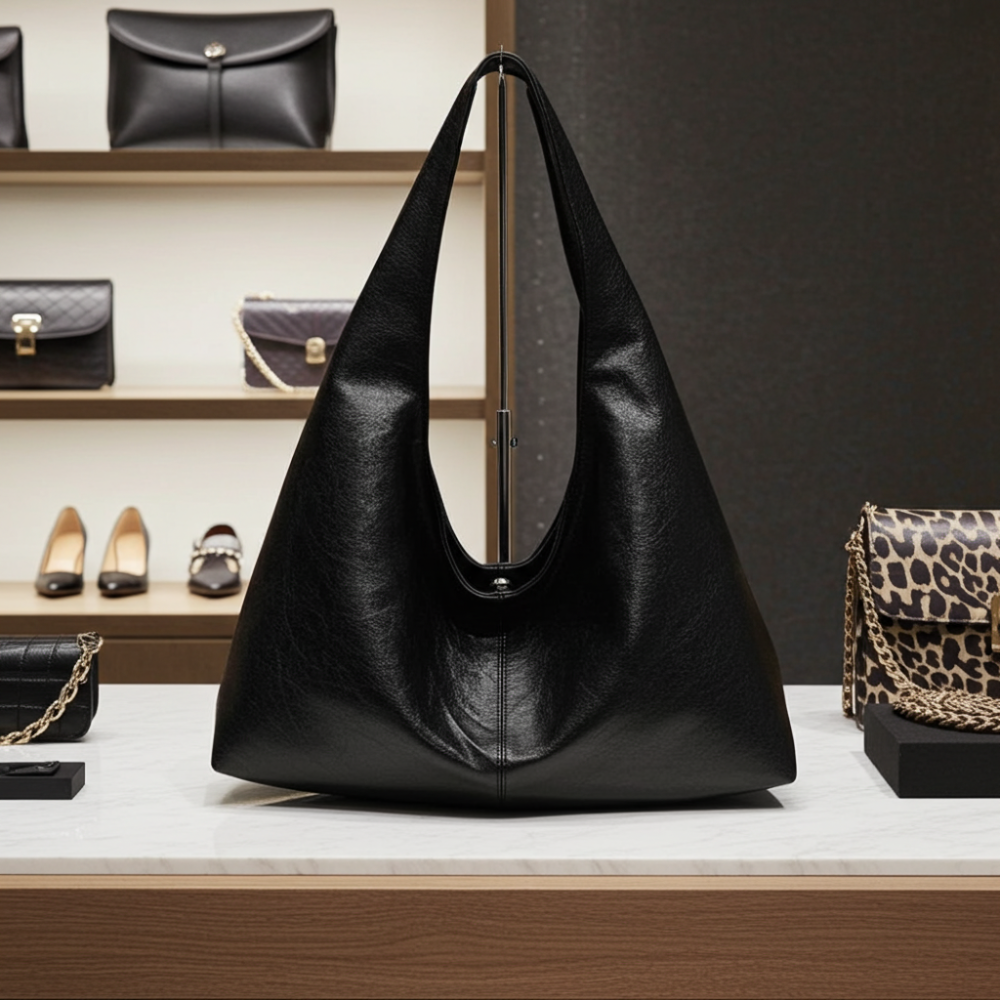 Bolsa Hobo de Couro Plutônio Elegante para Mulheres