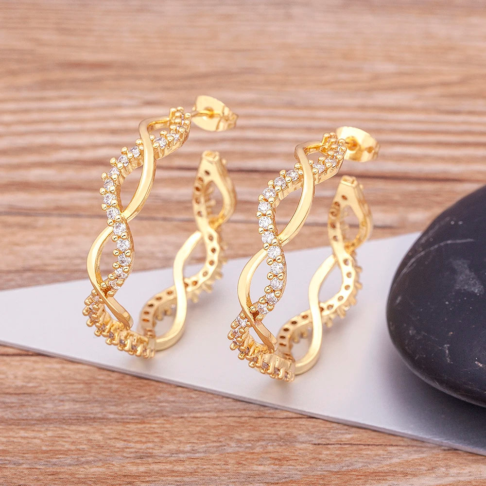 Brincos de Aro Grande com Zircão e Cobre Dourado
