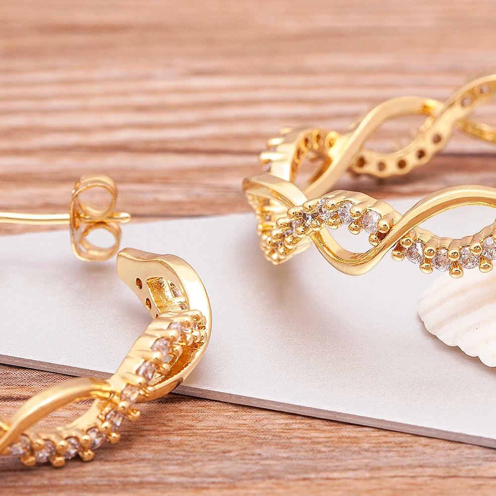 Brincos de Aro Grande com Zircão e Cobre Dourado