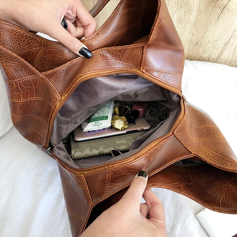 Bolsa Hobo de Couro PU Vintage Feminina