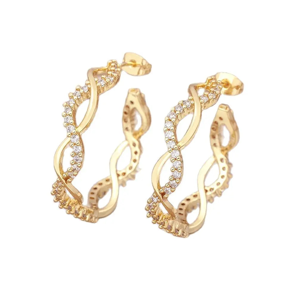Brincos de Aro Grande com Zircão e Cobre Dourado
