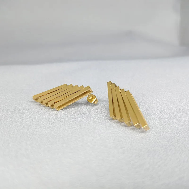 Brincos Geométricos de Aço Inoxidável Dourado
