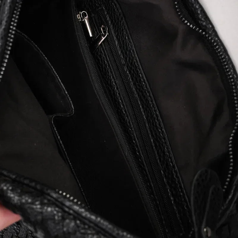 Novo couro vegano hobo saco artesanal tecido casual feminino meia lua bolsa grande capacidade retalhos zíper feminino tote sacos de ombro