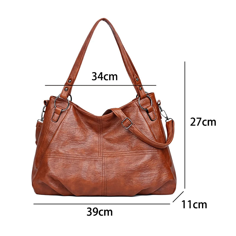Bolsa de couro macia simples para mulheres, sacola famosa, grande capacidade, bolsas de ombro, designer de luxo, elegante, alta qualidade
