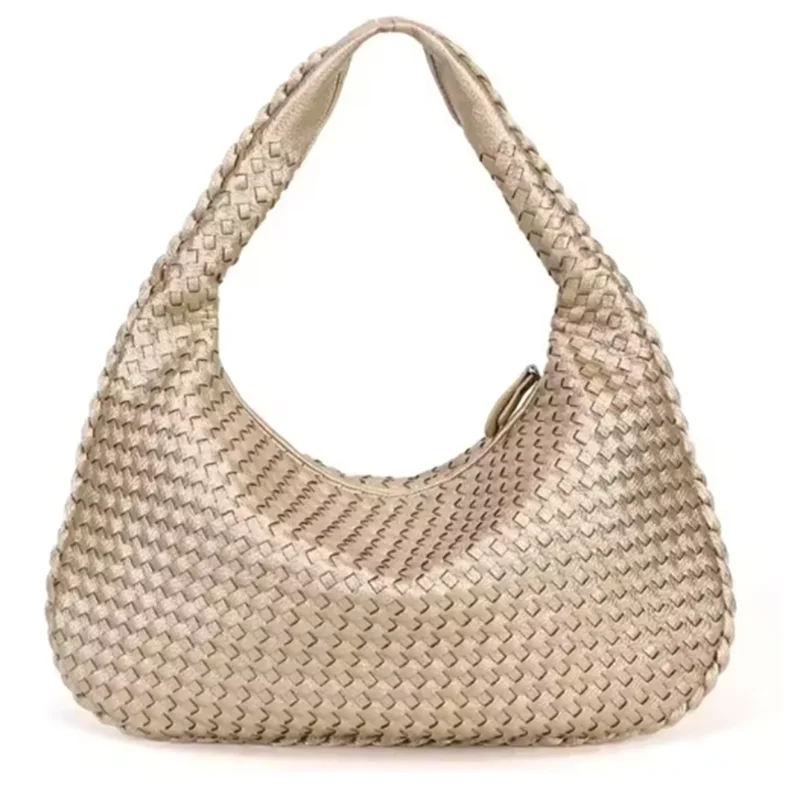 Novo couro vegano hobo saco artesanal tecido casual feminino meia lua bolsa grande capacidade retalhos zíper feminino tote sacos de ombro