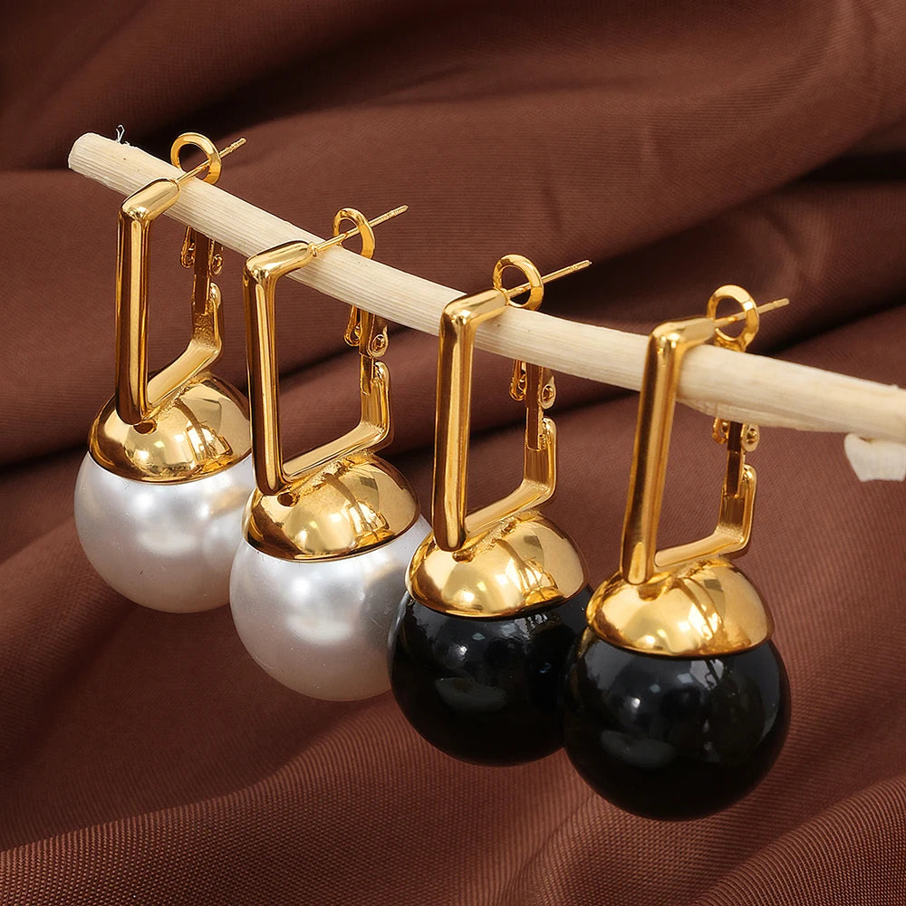 Brincos Pingentes de Aço Inoxidável com Ouro 18k