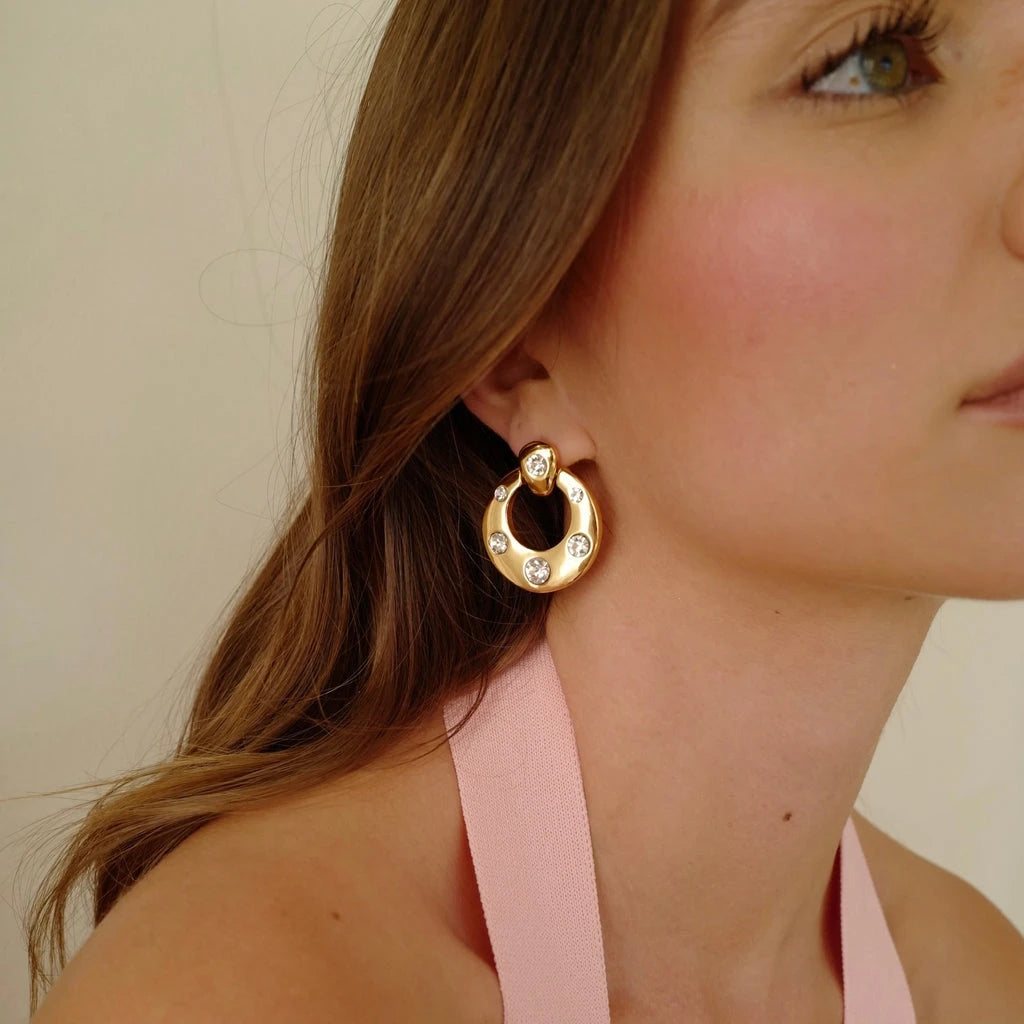 Brincos Luxuosos Zircão 18K Banhado a Ouro