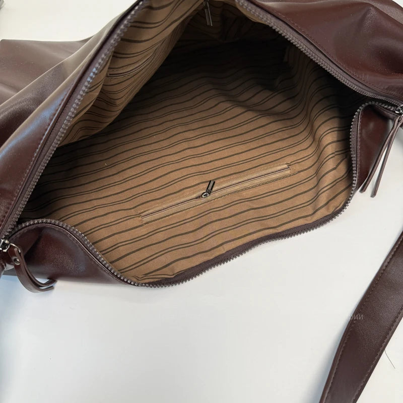 Leftside design de alta capacidade couro do plutônio hobo axilas sacos senhora inverno bolsa ombro para as mulheres 2025 luxo cor sólida bolsas