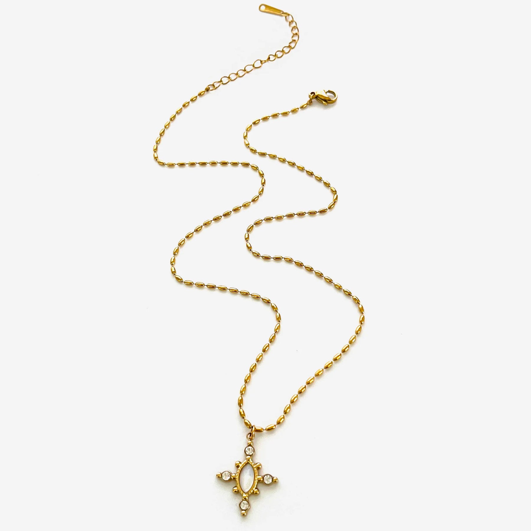 Colar Vintage Geométrico com Pedra Natural e Strass