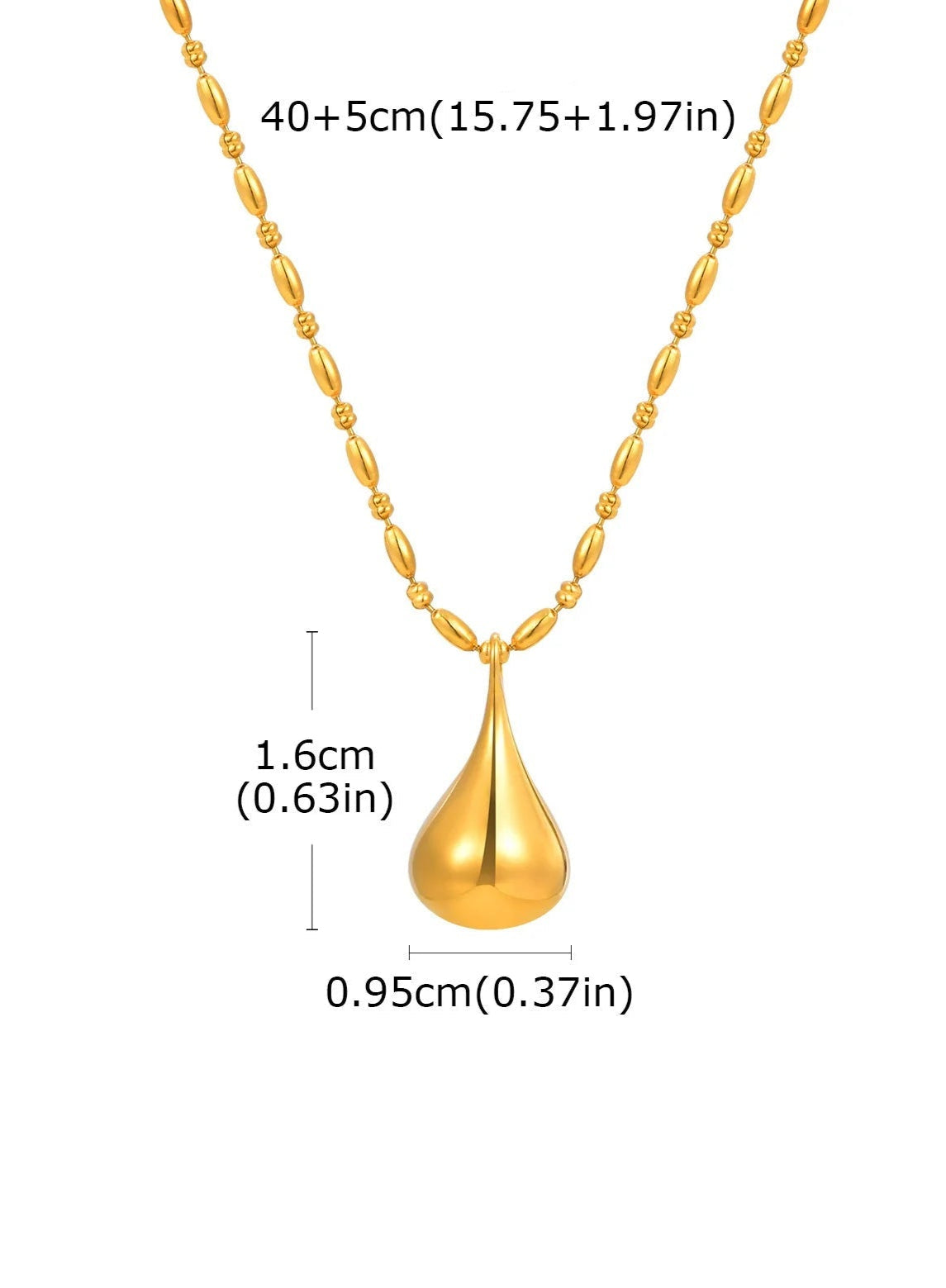 Colar Pingente Gota de Água Banhado a Ouro 18K