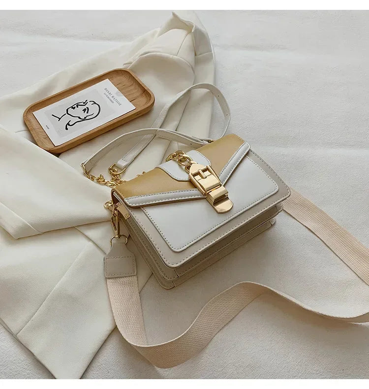 Moda corrente senhora estilingue saco com painéis cor couro do plutônio crossbody saco para as mulheres 2025 nova alça larga ombro saco do mensageiro senhoras