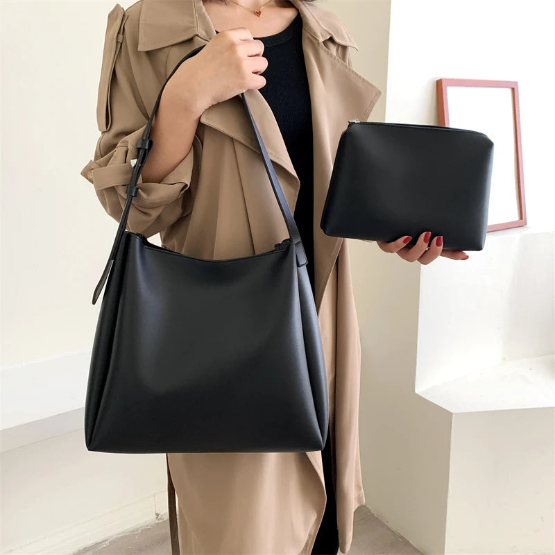 Leftside moda bolsa tote de couro para as mulheres 2025 tend feminino simples grande capacidade bolsa lateral ombro bolsas e bolsas