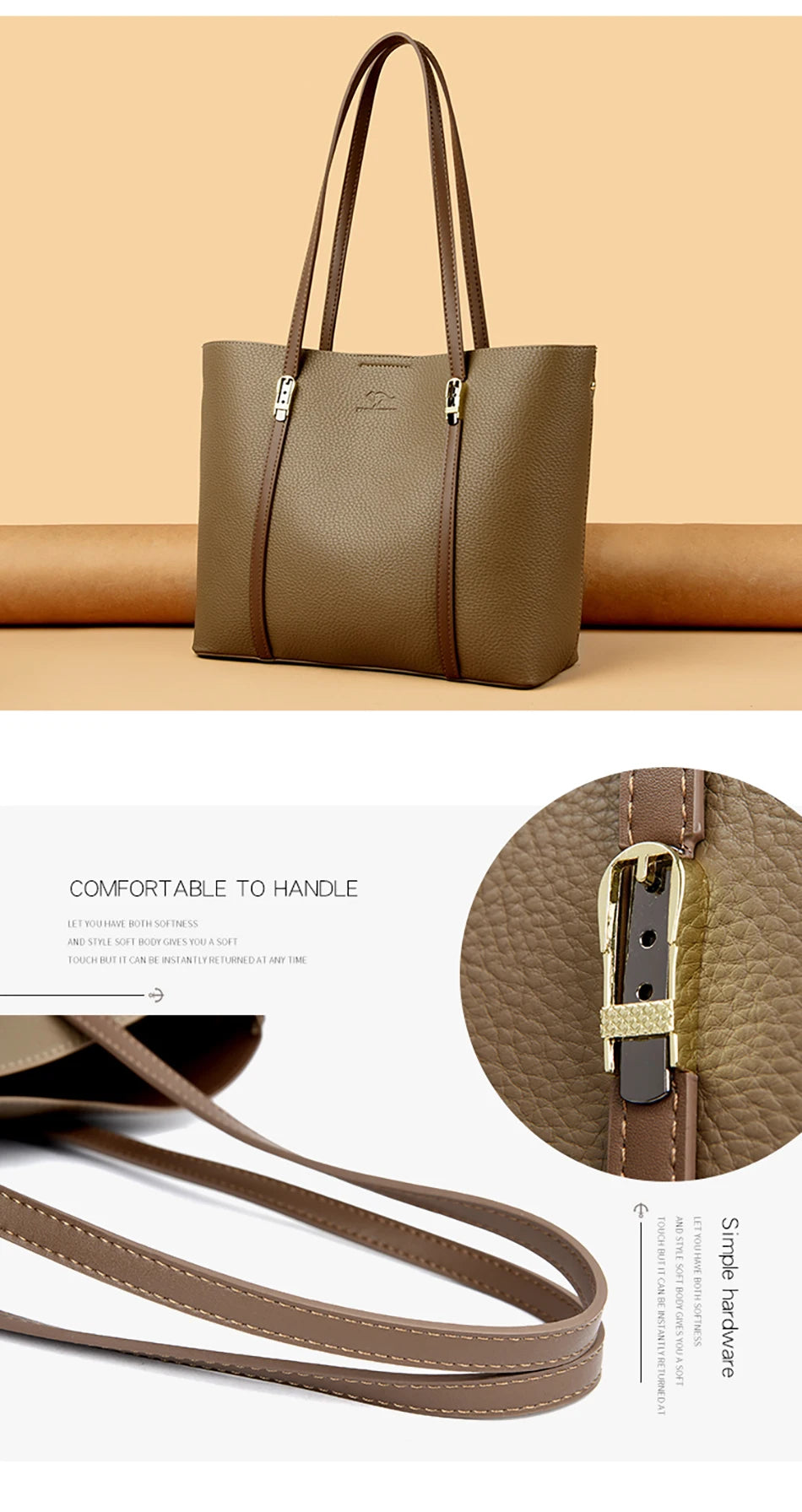 Bolsa de Ombro Luxuosa Feminina em Couro Sintético