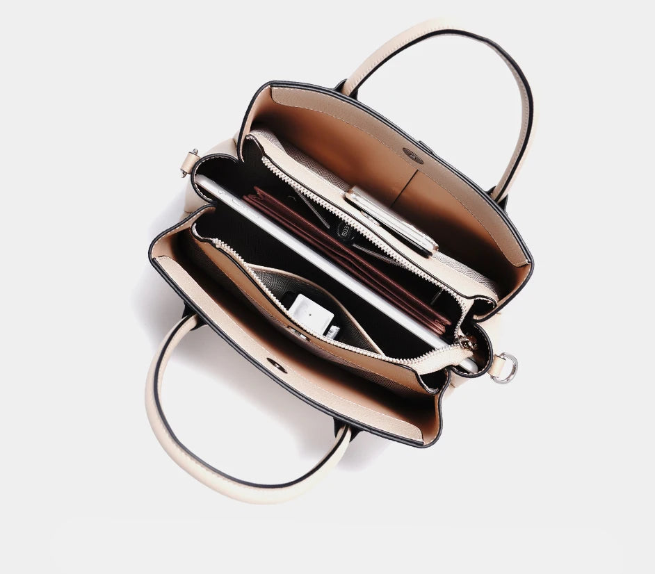 Bolsa de Couro Genuíno Zency Luxo Branco