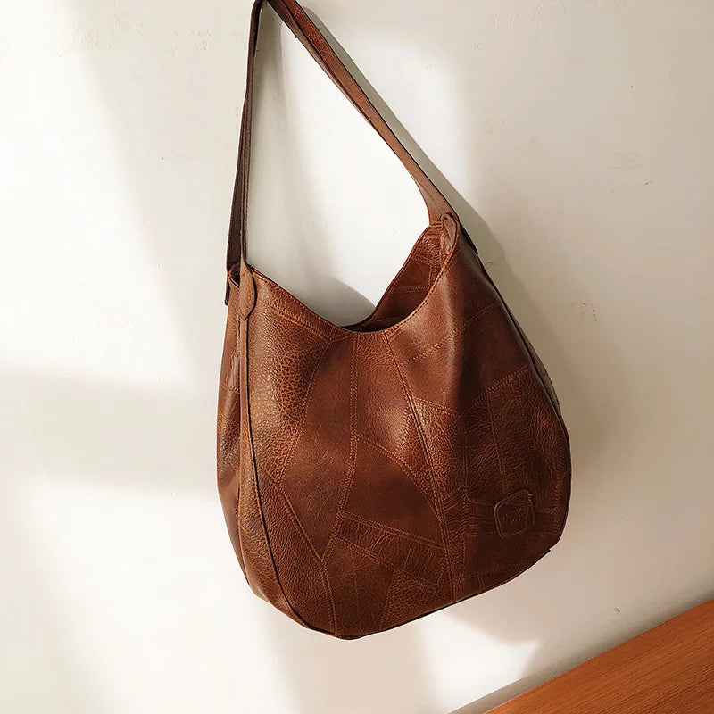 Bolsa Hobo de Couro PU Vintage Feminina