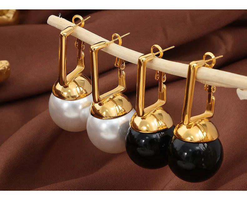 Brincos Pingentes de Aço Inoxidável com Ouro 18k
