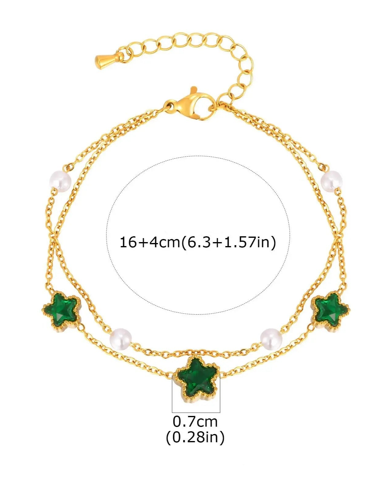 Pulseira de Zircônia Estrela e Coração em Camadas