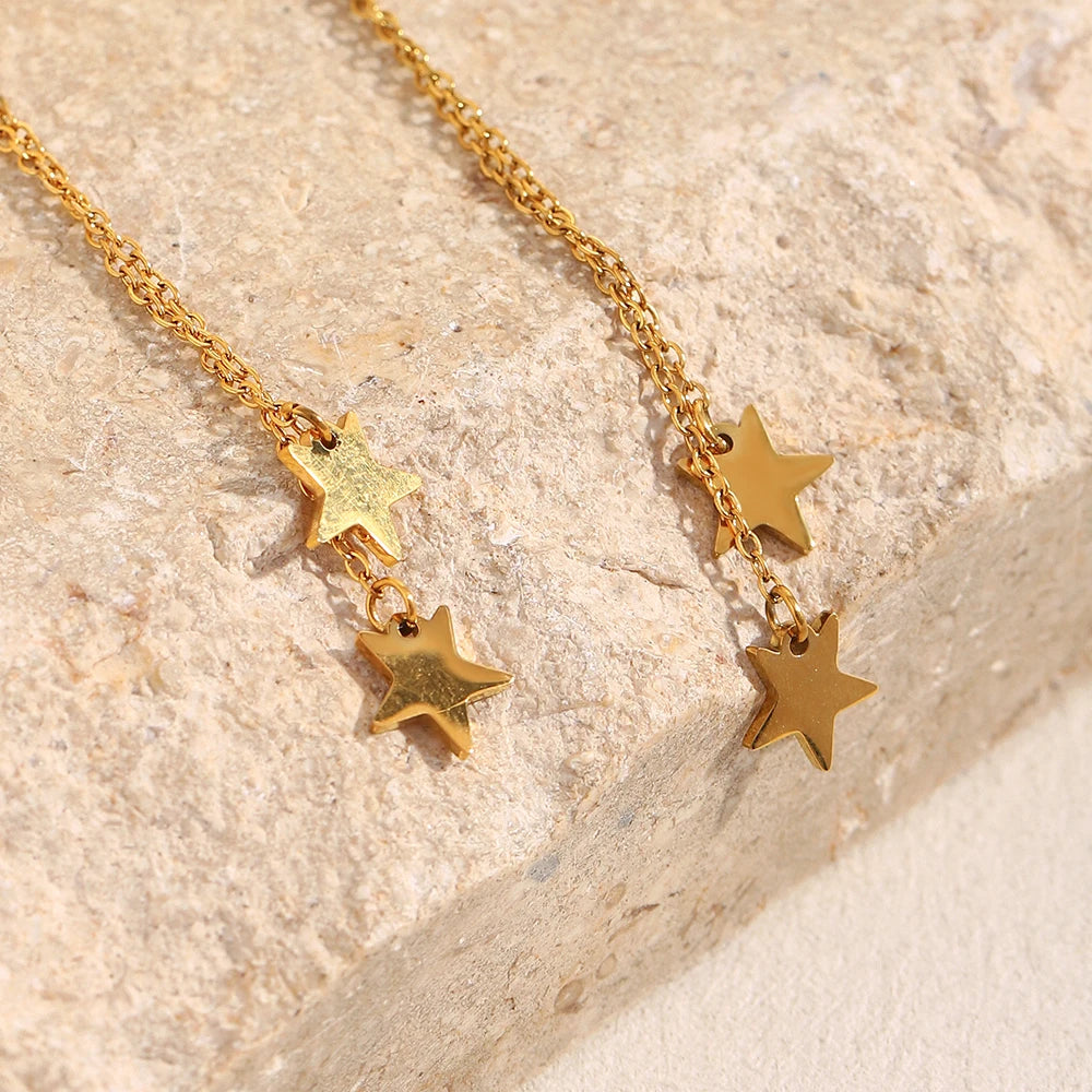 Ebbelle moda estrela borla brincos de aço inoxidável de alta qualidade banhado a pvd feminino estilo minimalista joias de orelha