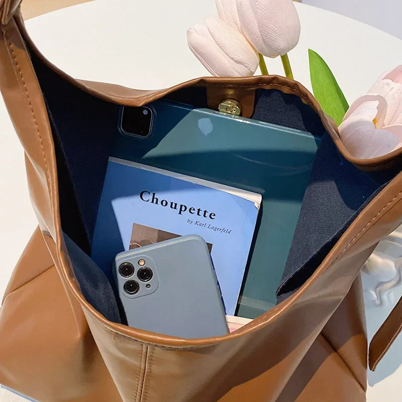 Nova sacola de mão conhecimento de embarque bolsa de ombro feminina retro simples grande bolsa tote