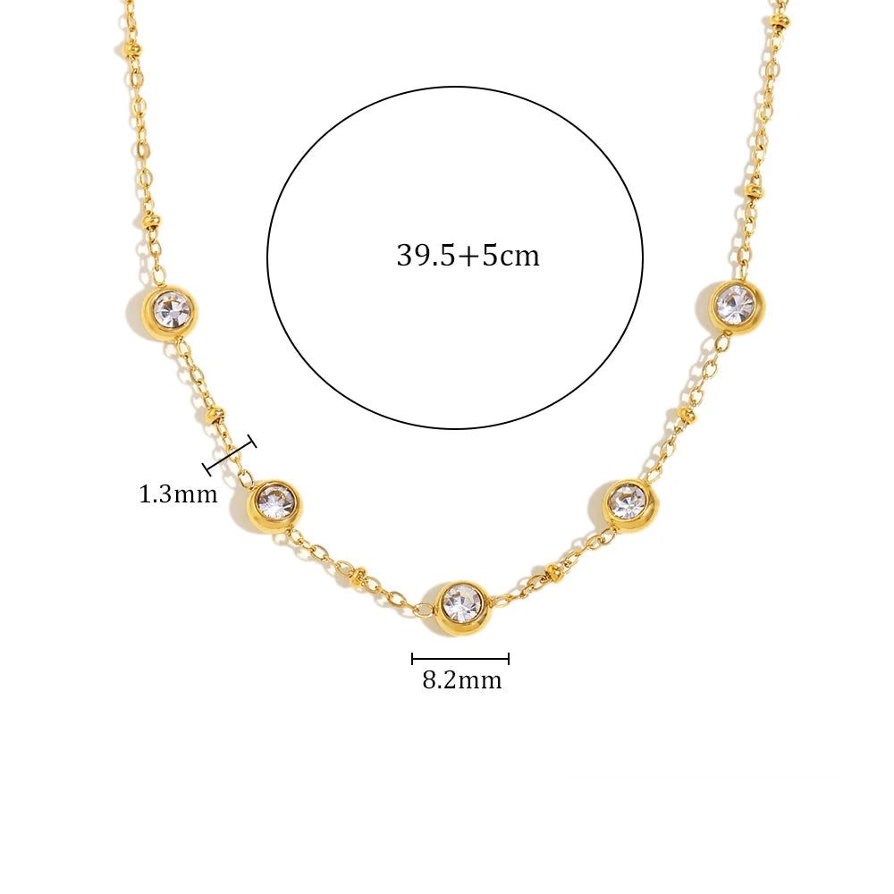 Ebbelle estilo minimalista mini redondo zircão pingente colar pvd banhado a aço inoxidável luxo feminino pescoço jóias