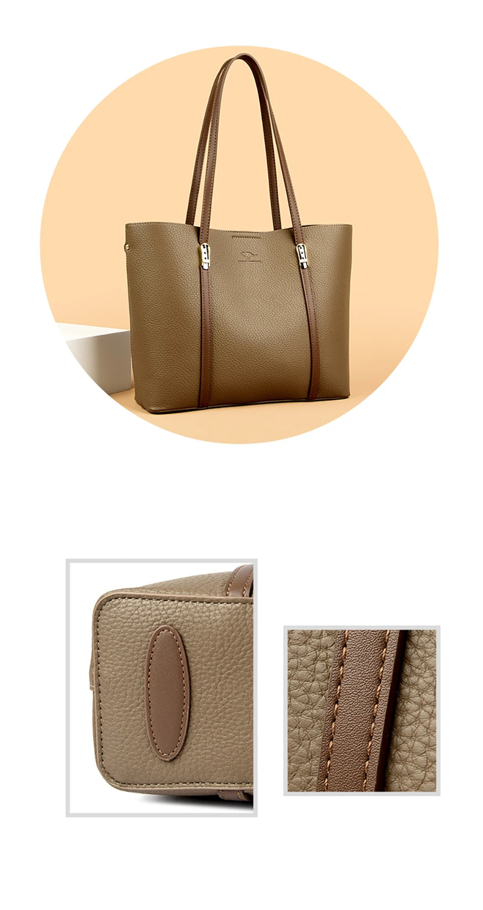 Bolsa de Ombro Luxuosa Feminina em Couro Sintético
