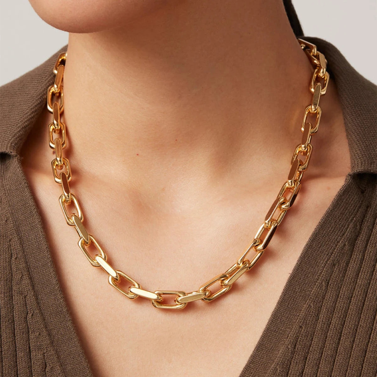 Colar Corrente Grossa Banhado a Ouro 18K Uworld