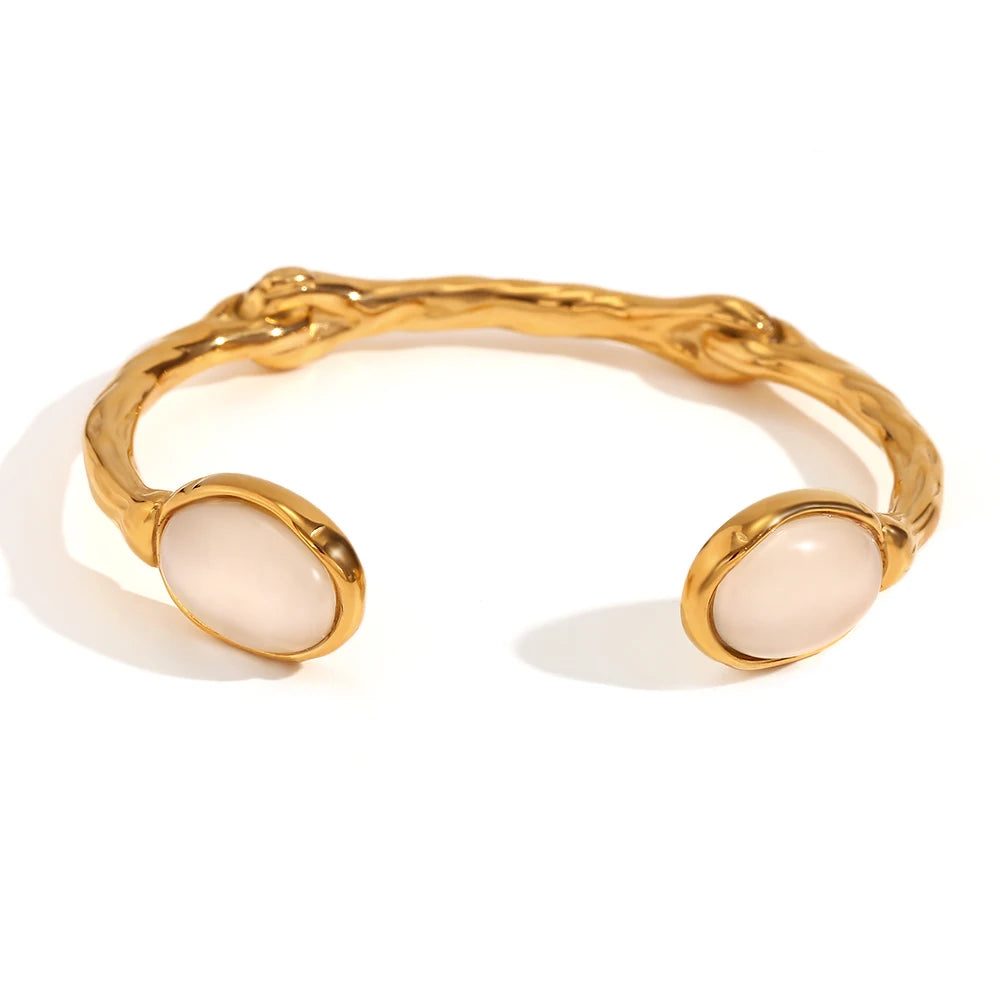Pulseira em Aço Inoxidável com Cristal de Ágata