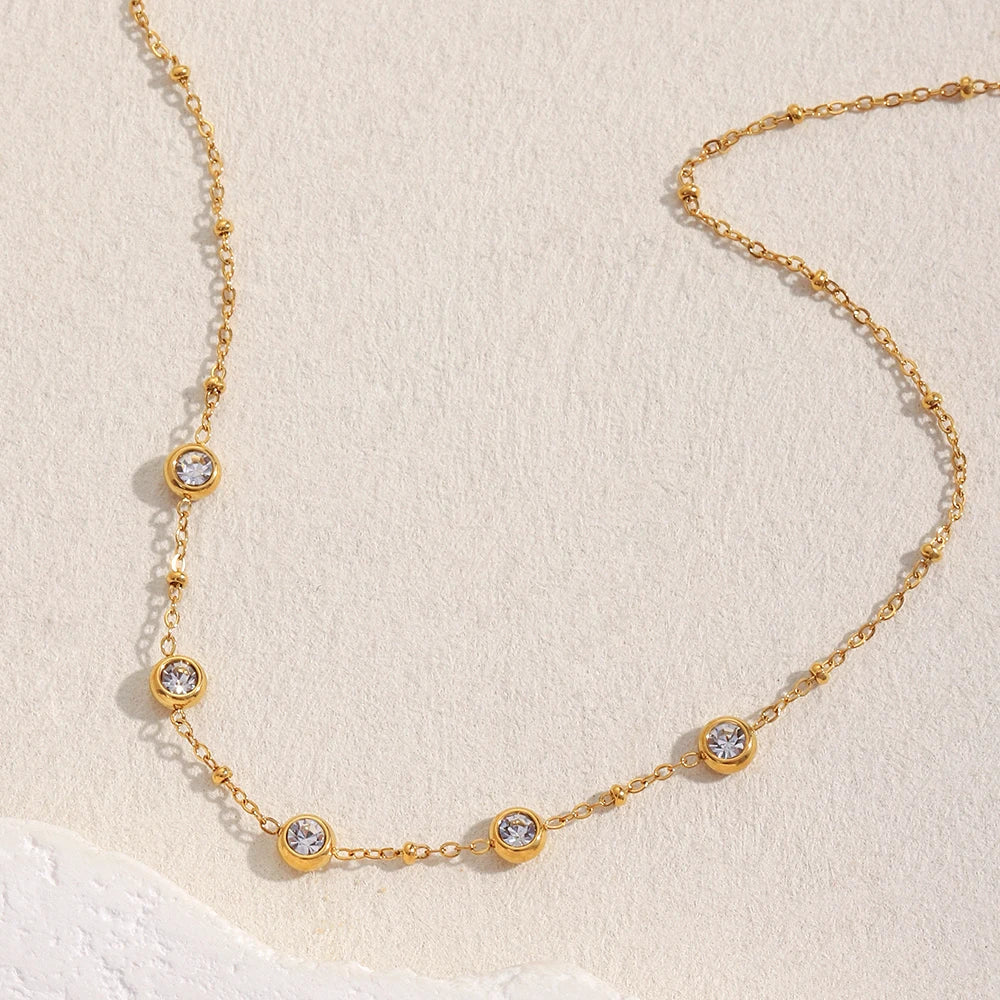 Ebbelle estilo minimalista mini redondo zircão pingente colar pvd banhado a aço inoxidável luxo feminino pescoço jóias