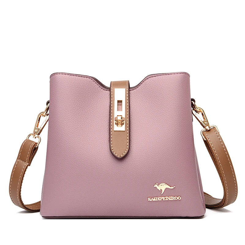 Bolsa Crossbody de Couro Sintético de Alta Capacidade