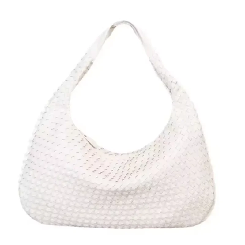 Novo couro vegano hobo saco artesanal tecido casual feminino meia lua bolsa grande capacidade retalhos zíper feminino tote sacos de ombro