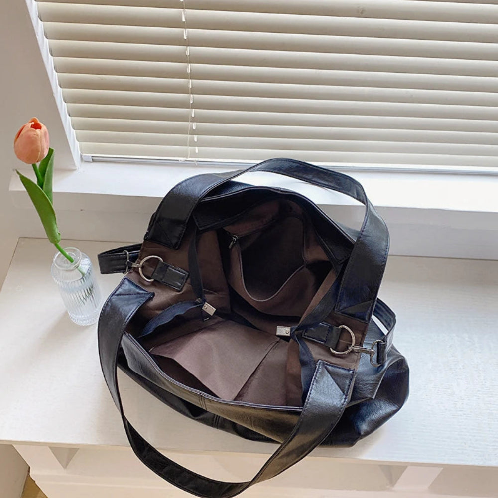 Leftside moda grande sacola de couro para as mulheres 2025 tendências femininas simples grande alta capacidade retro ombro bolsa lateral bolsas