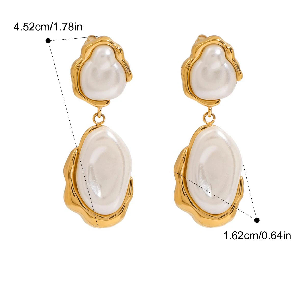 Brincos Geométricos de Pérola em Ouro 18K