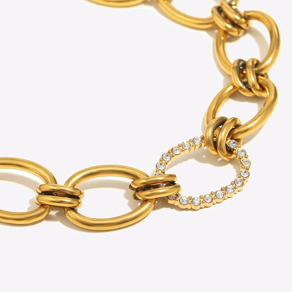 Ebbelle alta qualidade aço inoxidável exagerado artesanal zircão círculo colar 18k banhado a ouro moda feminina jóias