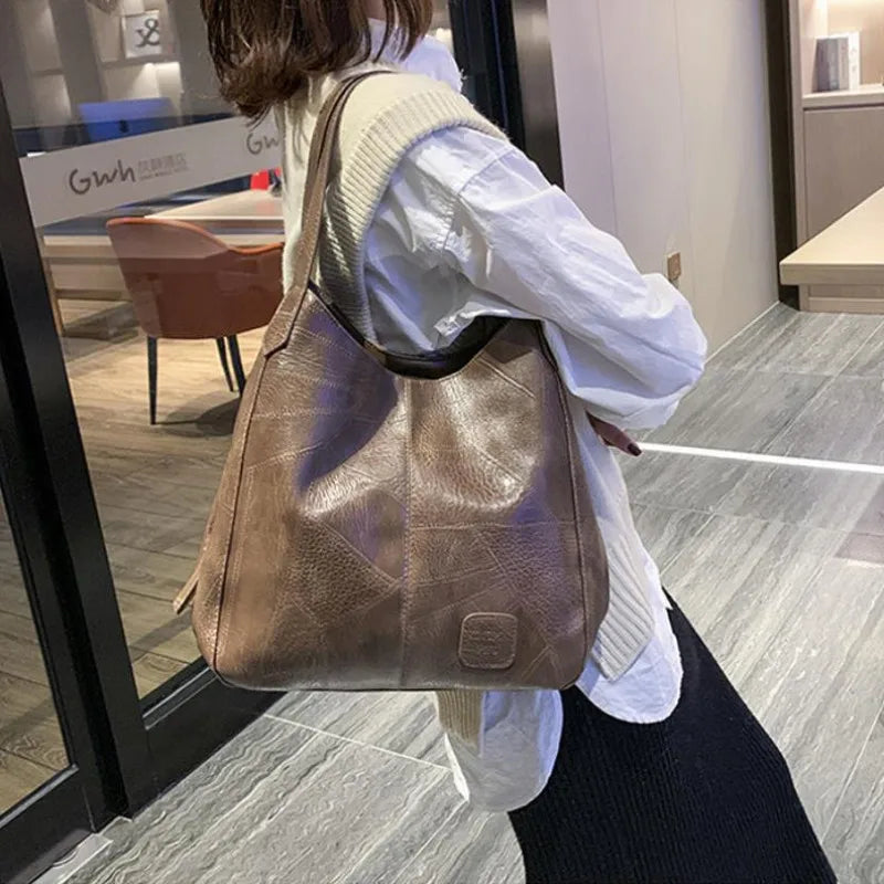 Bolsa Hobo de Couro PU Vintage Feminina