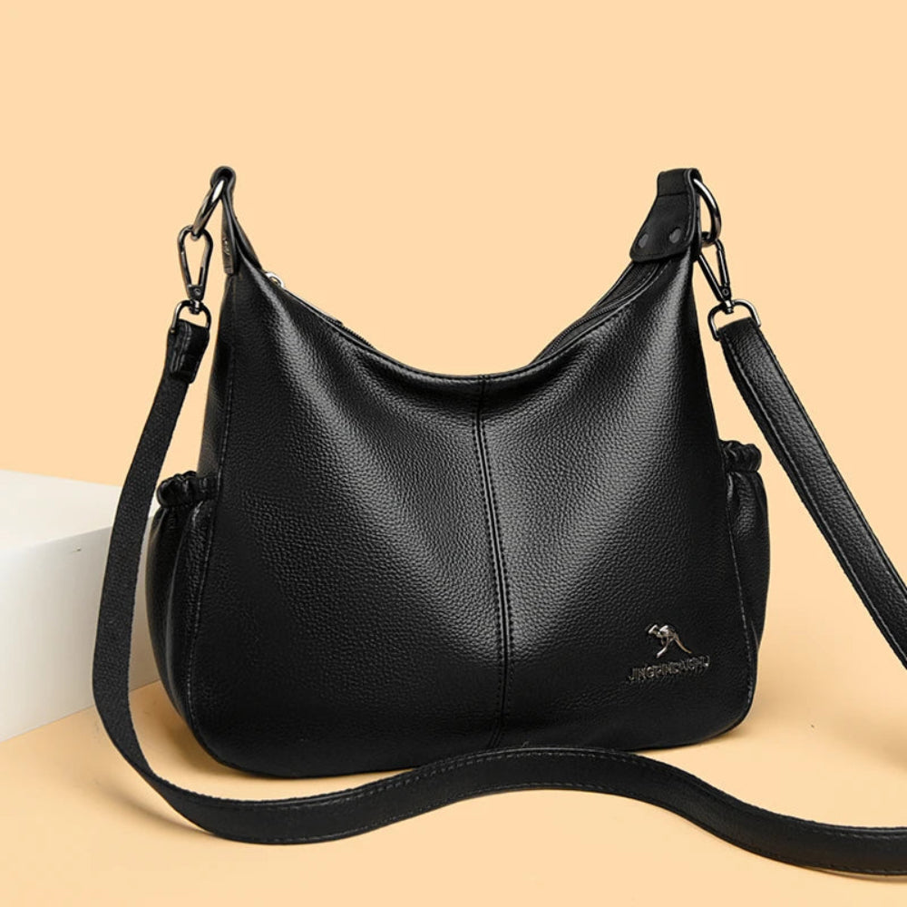 Marca genuína bolsa de ombro de couro macio para mulheres casual sacola feminina cor sólida bolsa design simples bolsa de deslocamento sac