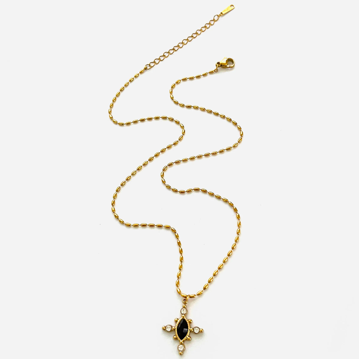 Colar Vintage Geométrico com Pedra Natural e Strass