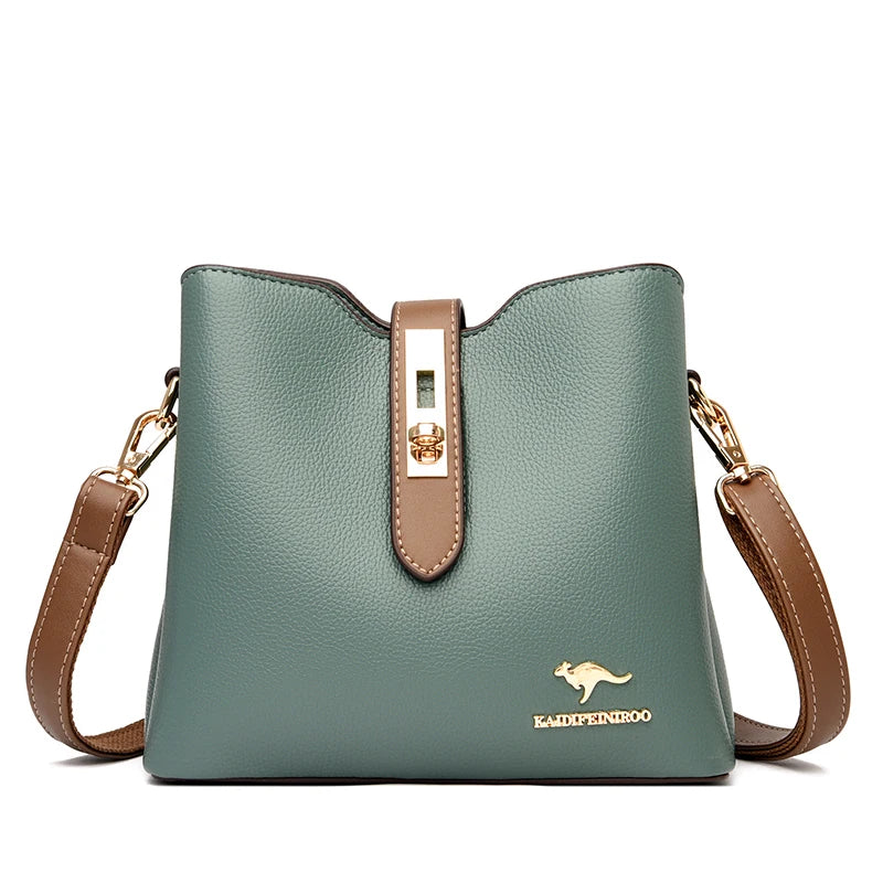 Bolsa Crossbody de Couro Sintético de Alta Capacidade