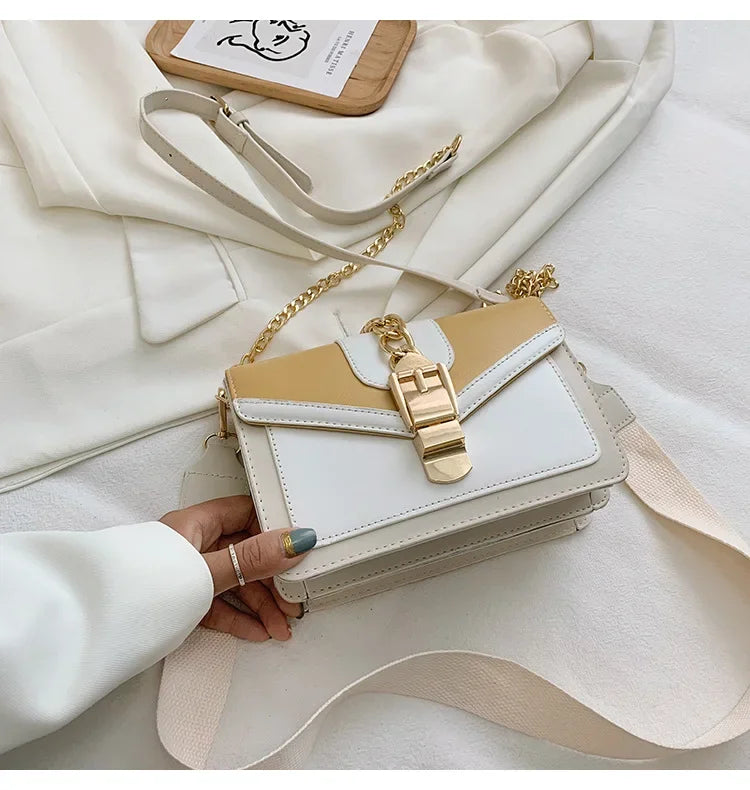 Moda corrente senhora estilingue saco com painéis cor couro do plutônio crossbody saco para as mulheres 2025 nova alça larga ombro saco do mensageiro senhoras