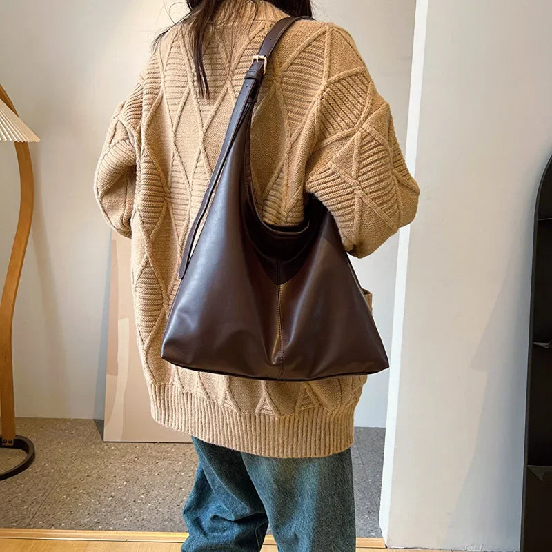 Nova sacola de mão conhecimento de embarque bolsa de ombro feminina retro simples grande bolsa tote