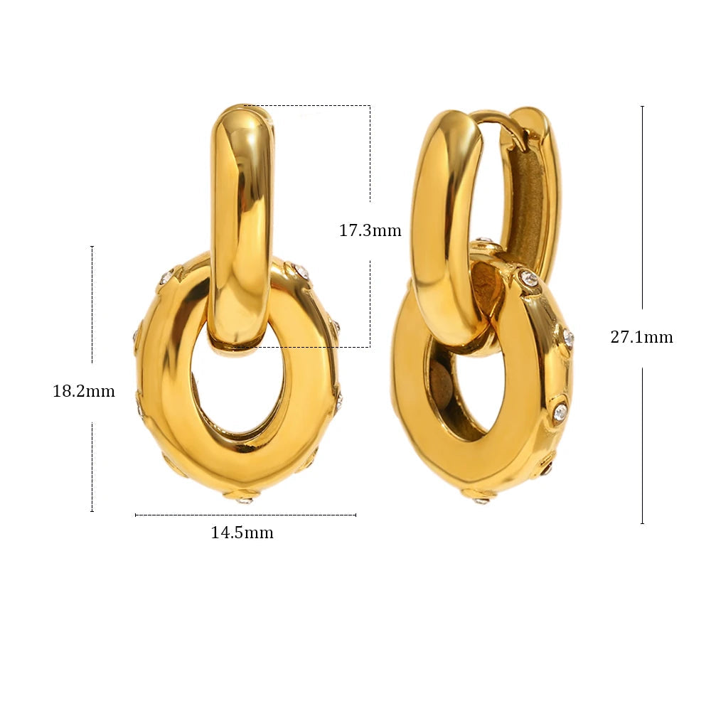 Ebbelle Trendy Pequeno Oval Clear Zircon Hoop Brincos Mulheres 18K Banhado A Ouro Joias de Aço Inoxidável Joias de Orelha para Meninas