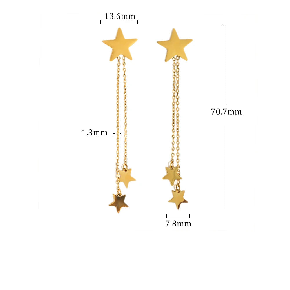 Ebbelle moda estrela borla brincos de aço inoxidável de alta qualidade banhado a pvd feminino estilo minimalista joias de orelha