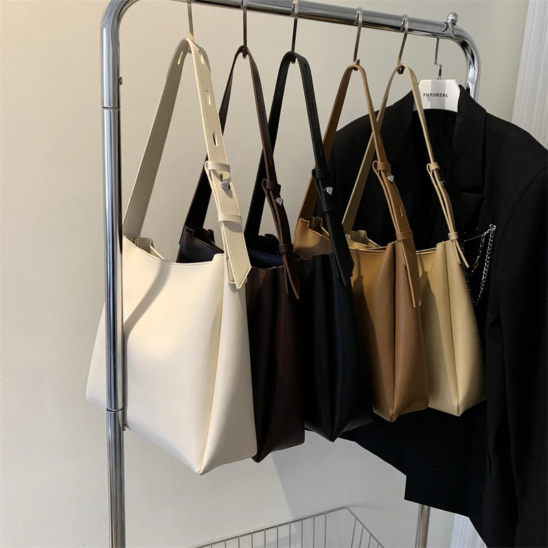 Leftside moda bolsa tote de couro para as mulheres 2025 tend feminino simples grande capacidade bolsa lateral ombro bolsas e bolsas