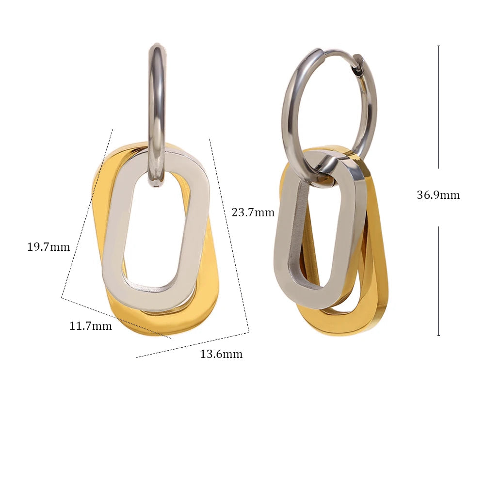 Ebbelle moda oco estrela oval círculo dois tons brincos 18k banhado a ouro feminino declaração orelha jóias acessórios