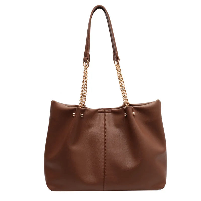 Bolsa de Ombro Elegante com Cadeado em Couro PU