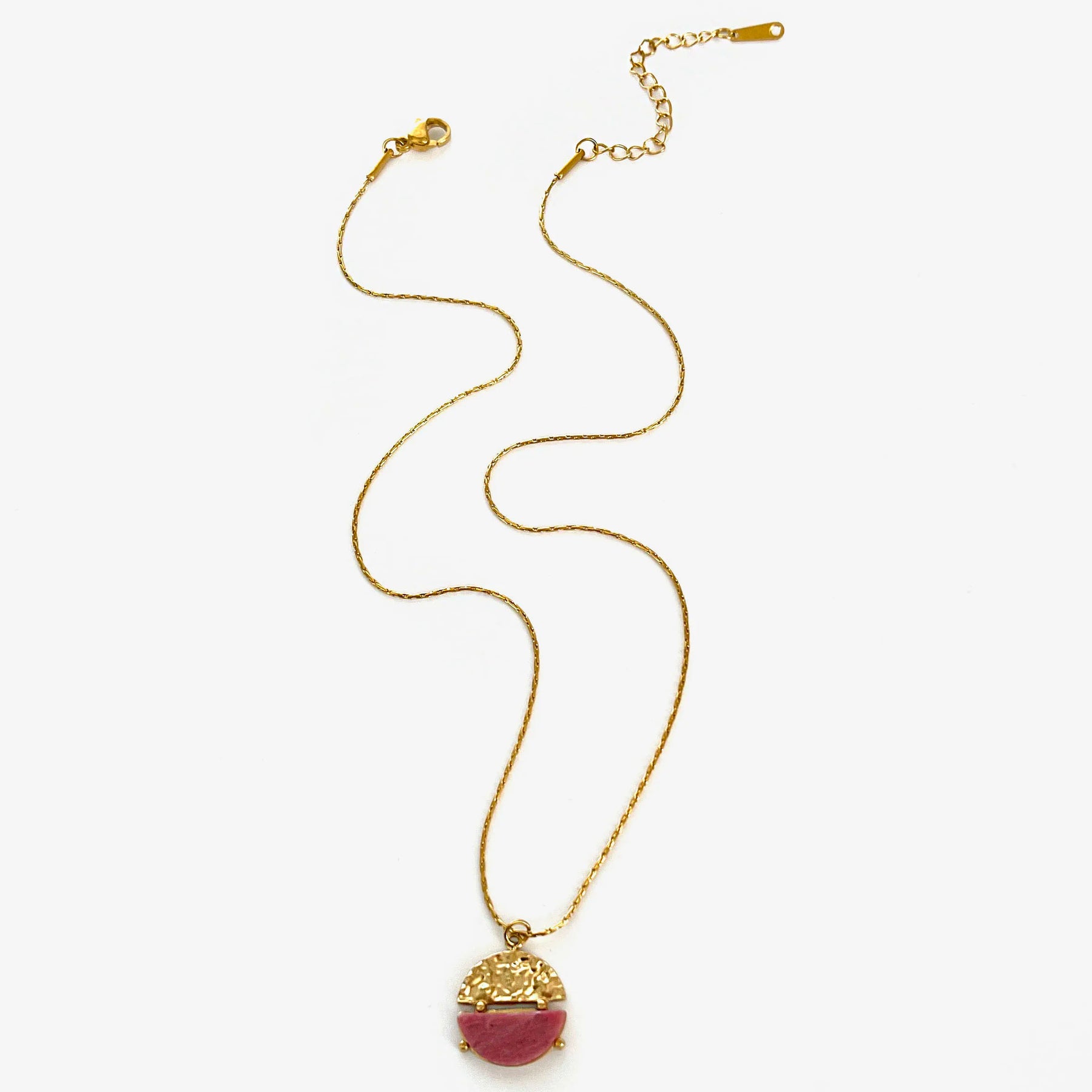 Colar Pingente Circular em Aço Inoxidável Banhado a Ouro 18K