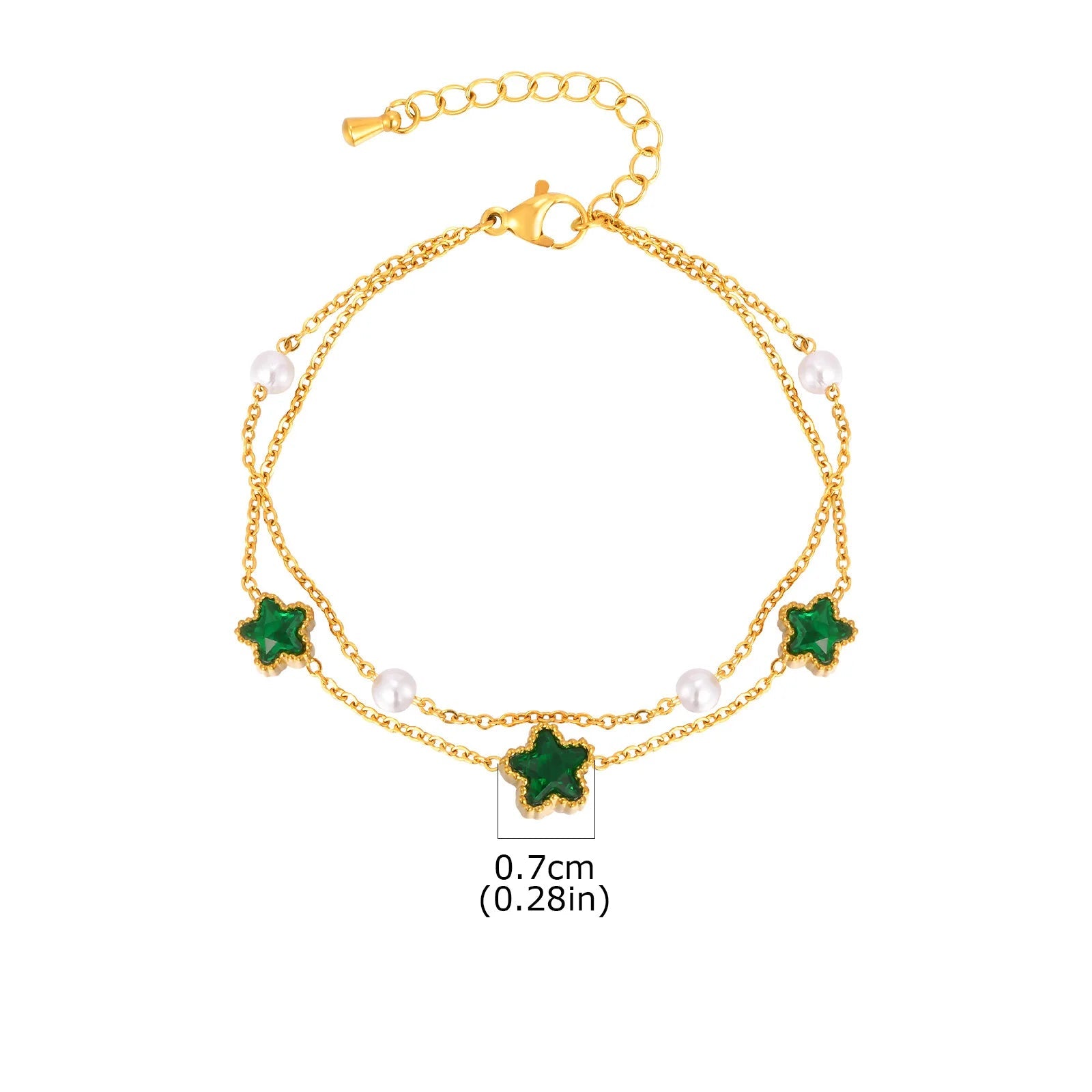 Pulseira de Zircônia Estrela e Coração em Camadas