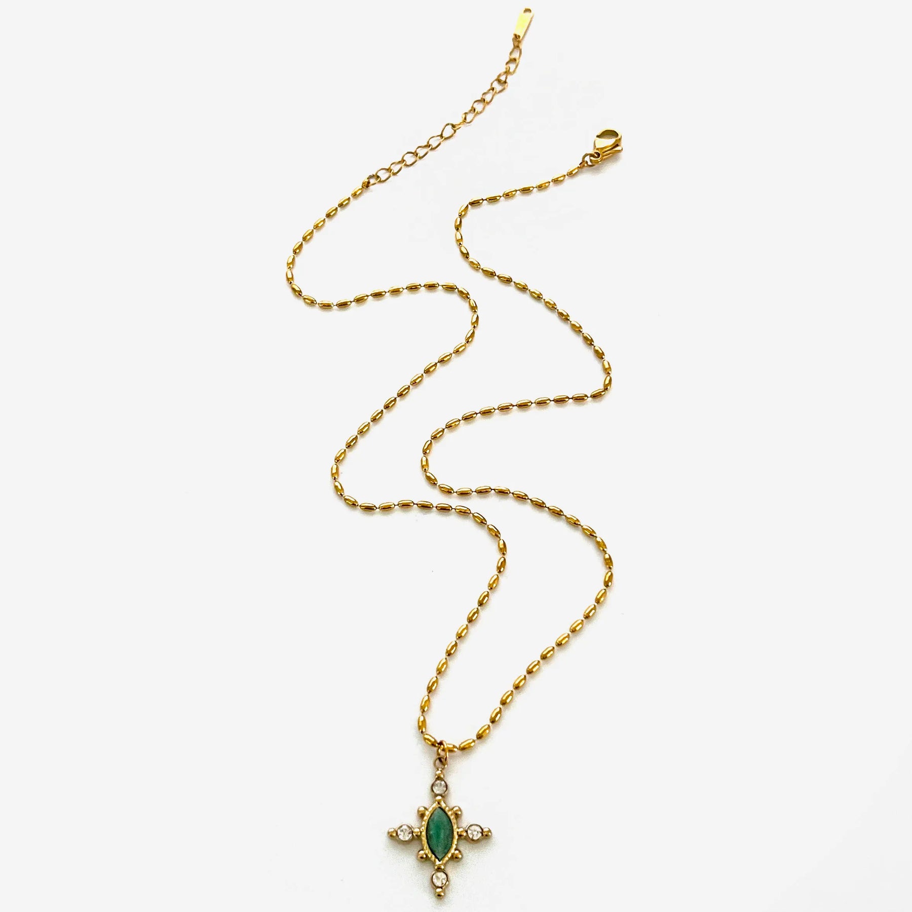 Colar Vintage Geométrico com Pedra Natural e Strass