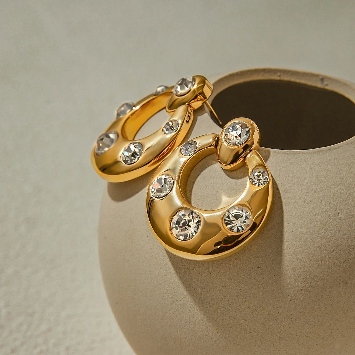Brincos Luxuosos Zircão 18K Banhado a Ouro