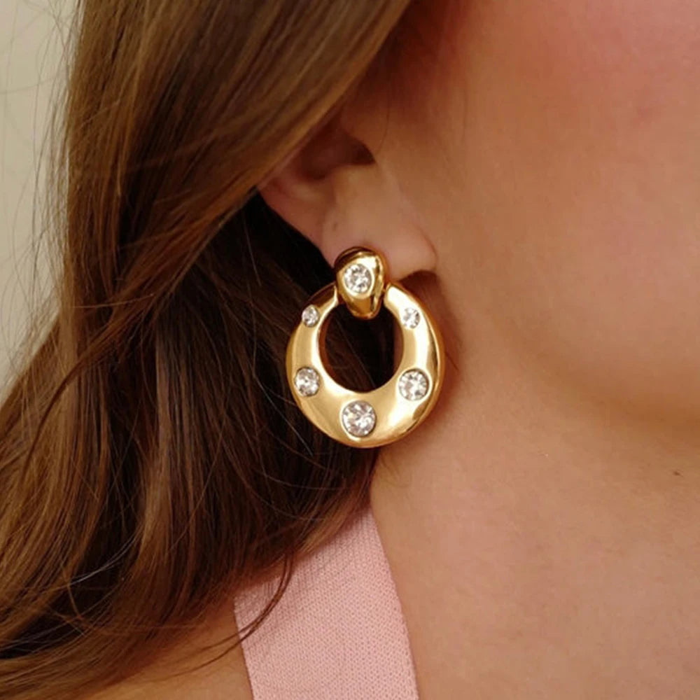 Brincos Luxuosos Zircão 18K Banhado a Ouro